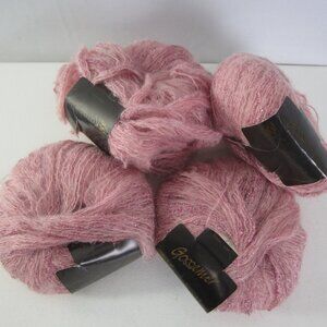Lot 4 Skeins Karabella Yarns Gossamer Pink Mohair Retail $28 Made Italy Metallic